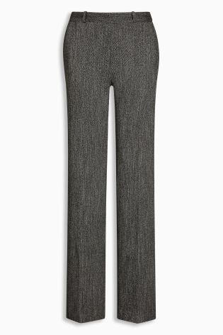 Black/White Herringbone Slouch Trousers